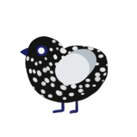 A black and mist chicken with a speckle pattern