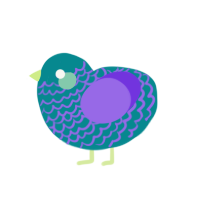 Wowie Zowie, a teal and blurple chicken with a lace pattern