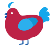 A crimson and sky chicken