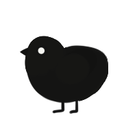 A black chicken with a head pattern