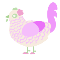 如月, a cream and lavender chicken with a lace pattern