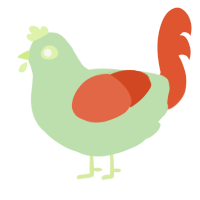 Ghostie, a gluppy and vermilion chicken