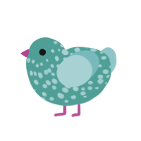 Jinx, a turquoise and aqua chicken with a speckle pattern