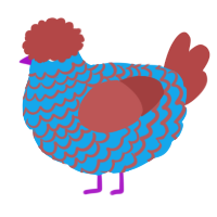 A sky and red chicken with a lace pattern