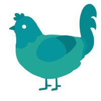 Prismarine, a turquoise and teal chicken with a head pattern