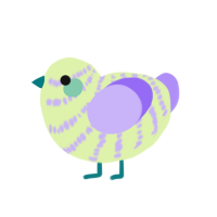 A apple and lilac chicken with a bar pattern