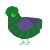 Emo Joker, a leaf and overcast chicken with a bar pattern