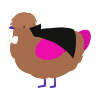 A brown and fuchsia chicken