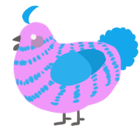 A lavender and sky chicken with a bar pattern