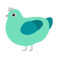 A mint and teal chicken