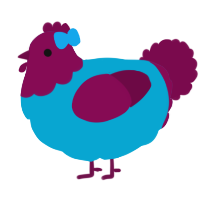 A cerulean and wine chicken with a head pattern