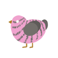 A pink and grey chicken with a bar pattern