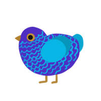 A indigo and cerulean chicken with a lace pattern