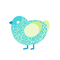 Flick, a aqua and apple chicken with a double-lace pattern