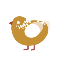 don quixote, a gold and cream chicken with a neck-speckle pattern