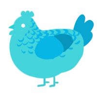 A aqua and cerulean chicken with a half-lace pattern