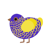 (unnamed), a indigo and yellow chicken with a lace pattern