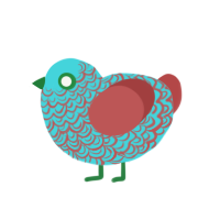 sewage, a aqua and red chicken with a double-lace pattern