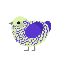 A apple and indigo chicken with a lace pattern