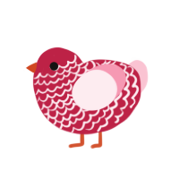 A crimson and rose chicken with a lace pattern