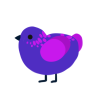 Thing 2, a indigo and amethyst chicken with a neck-speckle pattern