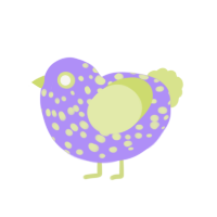 A lilac and lemon chicken with a speckle pattern