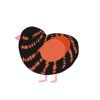 A sable and vermilion chicken with a bar pattern
