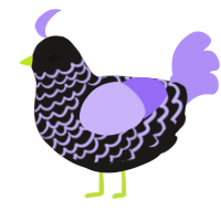 Zaggle, a sable and lilac chicken with a lace pattern