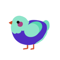 baby luigi, a indigo and mint chicken with a head pattern