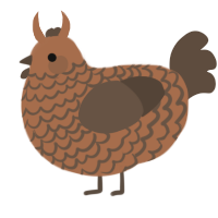 A brown and bark chicken with a lace pattern