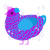 A amethyst and sky chicken with a lace pattern