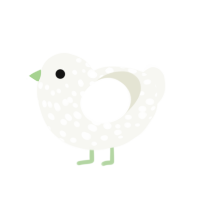 Snow, a white chicken with a speckle pattern