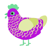 neon dragonfruit, a amethyst and lemon chicken with a lace pattern