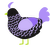 Zaggle, a sable and lilac chicken with a lace pattern