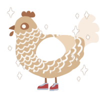 poopfart, a beige and cream chicken with a lace pattern