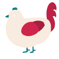 A cream and crimson chicken