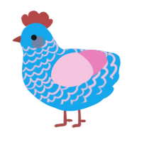 A sky and pink chicken with a lace pattern
