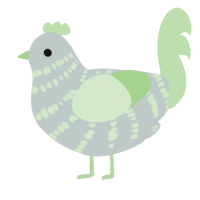 A silver and gluppy chicken with a bar pattern
