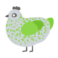 A mist and grass chicken with a speckle pattern