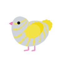A mist and yellow chicken with a bar pattern