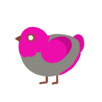 A ash and fuchsia chicken with a head pattern