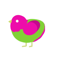 Jolly Rancher, a grass and fuchsia chicken with a head pattern