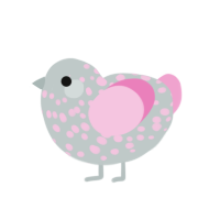 A silver and pink chicken with a speckle pattern