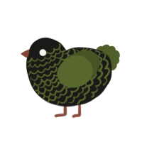 A sable and olive chicken with a lace pattern
