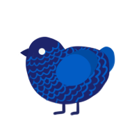 A navy and ultramarine chicken with a lace pattern
