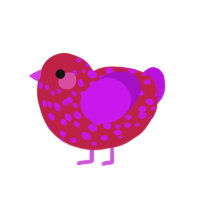 A crimson and amethyst chicken with a speckle pattern