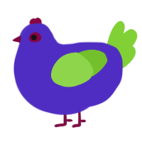A indigo and grass chicken
