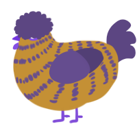 A gold and overcast chicken with a bar pattern