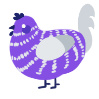 A blurple and mist chicken with a bar pattern