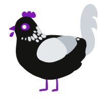 A black and mist chicken with a neck-speckle pattern